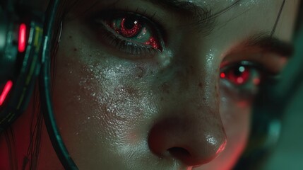 Digital synth event visual art and augmented eyes in urban streets