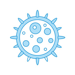 Blue virus microbe with spikes and circles cell biology