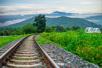 Tha Chomphu Railway Bridge in Lamphun Province Northern Thailand. It's a famous landmark View of the dam Lamphun
