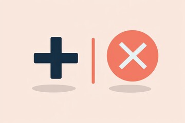 Obraz premium Check mark and cross mark icon, Icons of a check mark and a cross mark