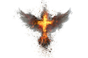 Fiery Phoenix Cross Wings of Fire, Ashes, and Faith