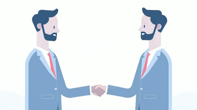 Business people shaking hands, vector animation. 
