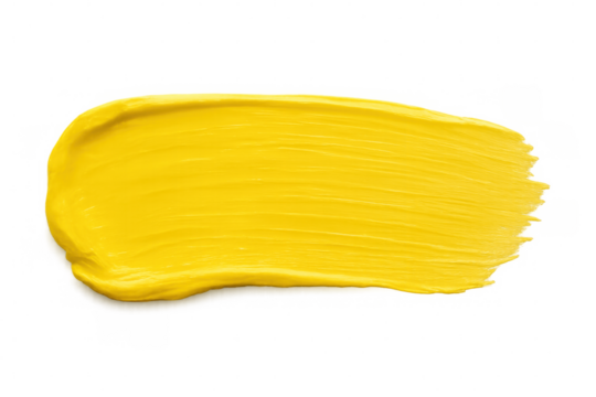 Vibrant yellow paint brush stroke isolated on transparent background, adding a splash of color to designs