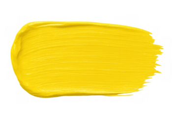 Vibrant yellow paint brush stroke isolated on transparent background, adding a pop of color to designs