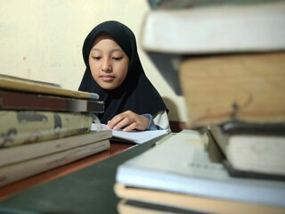 woman reading a book