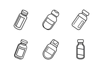 pill bottle icon line art vector illustration