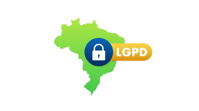 Brazil map with lgpd and locked padlock