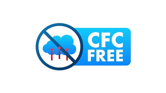 CFC free and fire retardant logos animation on white and green screen