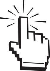 Pixelated Hand Cursor with Clicking Effect Icon
