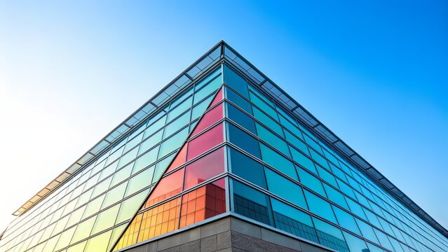 Modern Glass Tower with Triangular and Reflective Architectural Details - Powered by Adobe