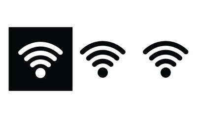 Wireless Connection Icon on Black and White Background with Wifi Symbol Sign