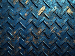 Blue Metal Texture with Rusty Industrial Pattern – Manufacturing Design Background Element