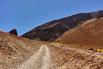 Trail approaching lava slope on Teide