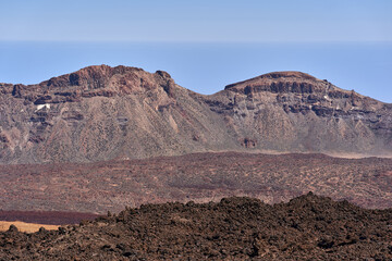 Caldera rim over lava fields