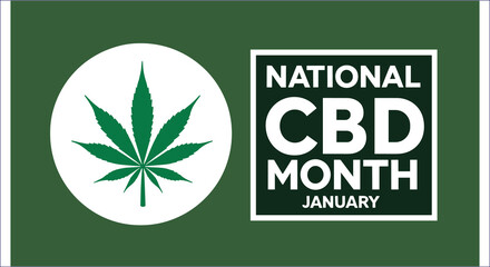 National Cbd Month In January With Cannabis Leaf Design Graphic