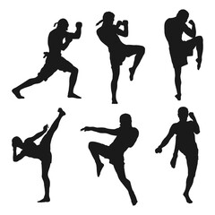 illustration silhouette of muay thai collection