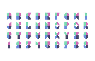 Pastel Gradient Geometric Monogram Alphabet and Number Typeface in Modern Style