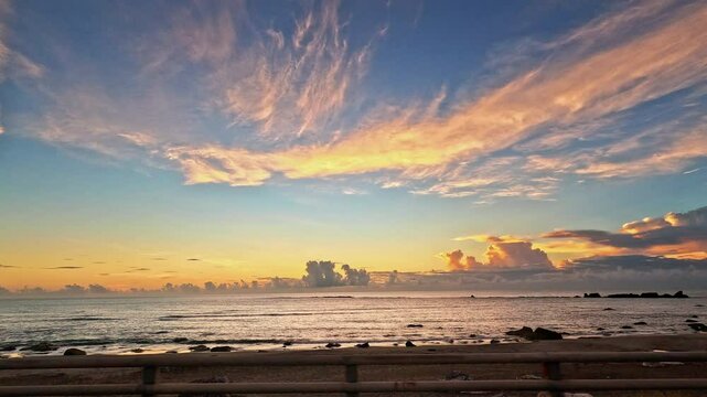 Driving into sunrise on  coast highway 