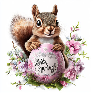easter squrrel with easter eggs