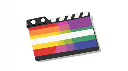 Fototapeta premium Rainbow Clapperboard on White Background