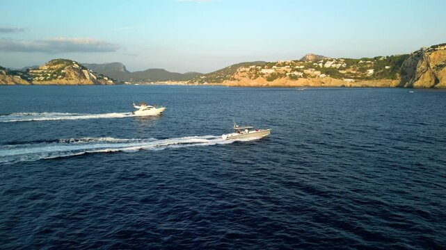 Yachts cruising the Mediterranean