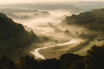 Fototapeta premium a foggy valley 