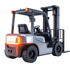 Gray forklift against dark background modern industrial equipment
