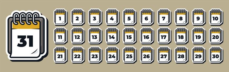 Digital Asset of 31 Days in a Month Available for Motion Graphic Asset