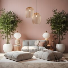 Living room with artworks on the wall