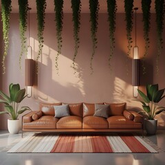 Living room with artworks on the wall