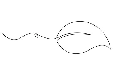 Continuous line drawing of a leaf in minimal single line vector style for nature and eco designs
