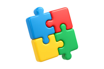 Problem Solving Concept with 3D Jigsaw Elements Isolated on a Transparent Background