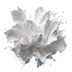 Beautiful artistic flower made of smooth white liquid splashes on a bright white background