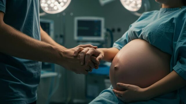 Support and love during childbirth process capturing the tender moment of a couple expecting a