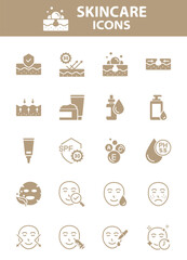 Set of skin care icons, epidermis, skincare product