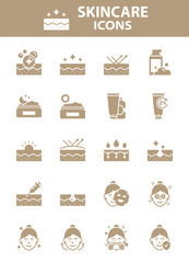 Set of skin care icons, epidermis, skincare product