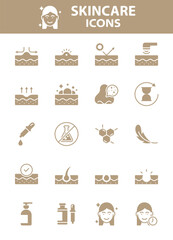 Set of skin care icons, epidermis, skincare product