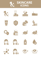 Set of skin care icons, epidermis, skincare product