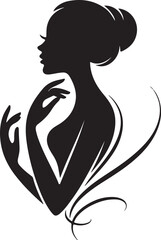 beauty long hair woman logo silhouette