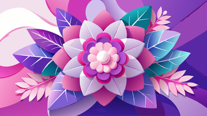 Abstract paper flower with layers of petals in vibrant purple and pink hues