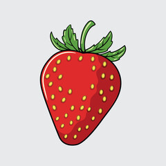 Obraz premium Strawberry fruit simple isolated cartoon illustration with a light background