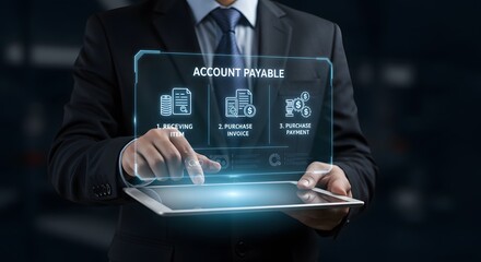 Businessman Interacting with Account Payable Digital Interface