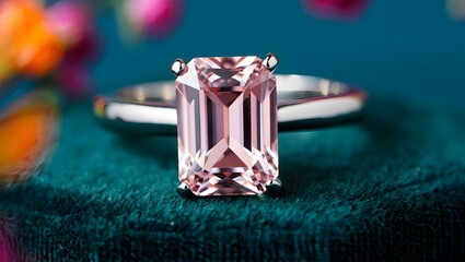 Elegant morganite ring emerald cut engagement ring wedding ring fine jewelry gemstone ring design