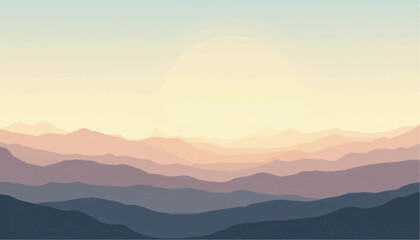 Obraz premium Abstract Mountain Landscape with Soft Pastel Colors and Sunlight Warmth