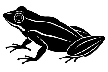 Silhouette Vector Art Illustration of Frog On White Background