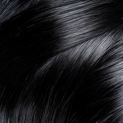 close up Sleek black hair on female back against pink background