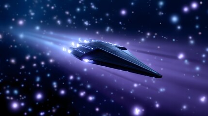 Obraz premium Futuristic spacecraft traveling through a starry galaxy