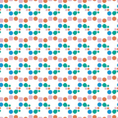 Seamless Abstract Pattern with Colorful Geometric Decorations and Flower Shapes