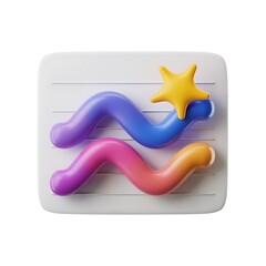 Obraz premium Colorful wavy lines and star icon abstract blue