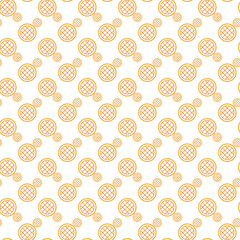Seamless Pattern of Orange Geometric Shapes with Circular Designs on White Background